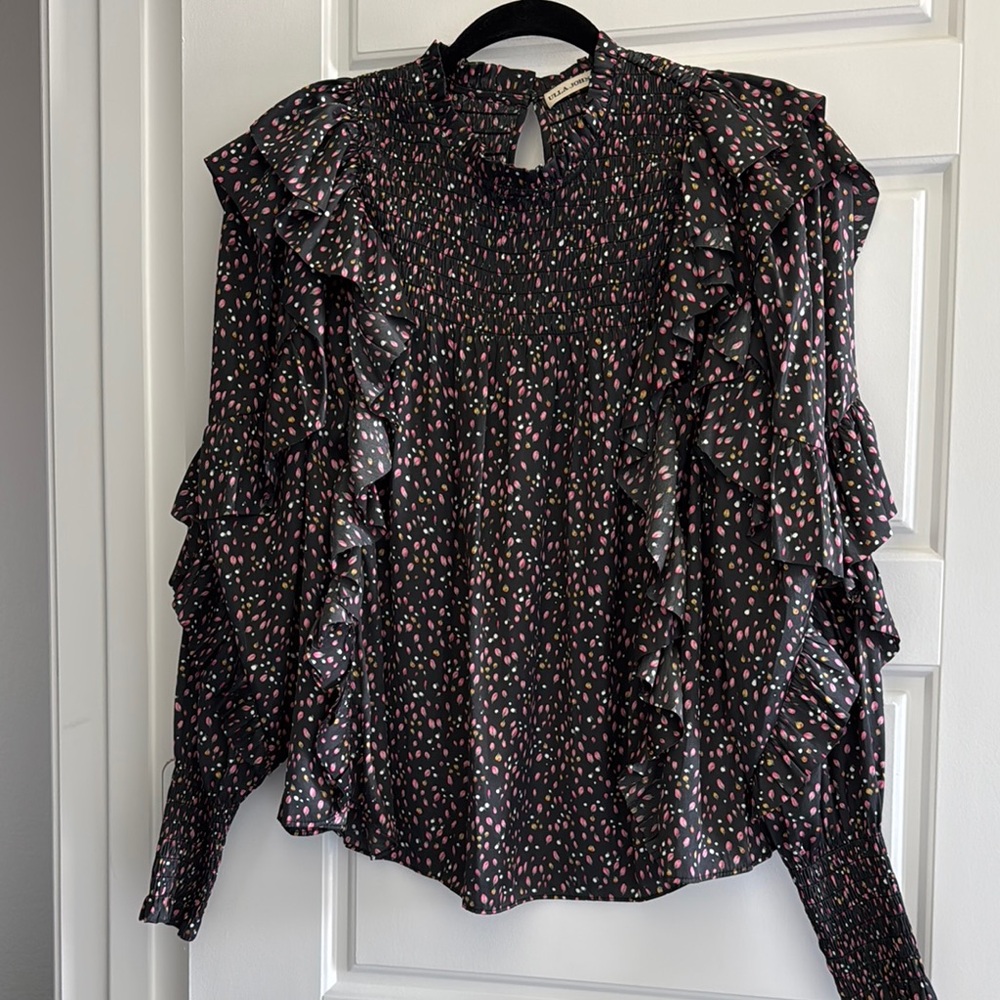 Ulla Johnson Ruffle Floral Long Sleeve Blouse